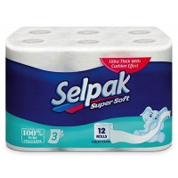 Туалетная бумага Selpak трехслойная Белая, 12 рулонов 